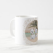 Westies auf einem Palmy Beach Kaffeetasse (Vorderseite Links)