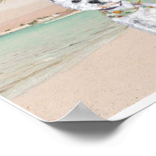 Westies auf einem Palmy Beach Poster (Ecke)