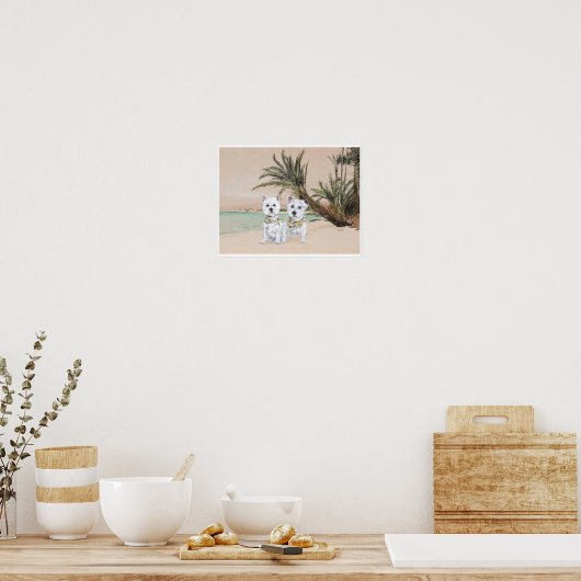 Westies auf einem Palmy Beach Poster (Küche)