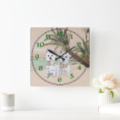 Westies auf einem Palmy Beach Quadratische Wanduhr (Zuhause)