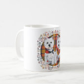 Westies auf Tartan Kaffeetasse (Vorderseite Links)