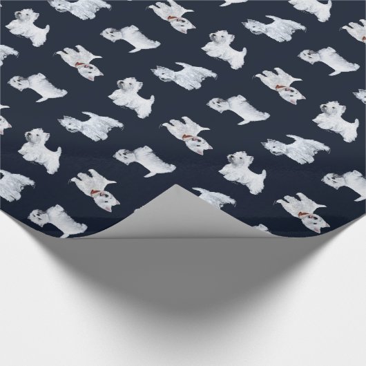 Westies gestackt auf schwarz geschenkpapier (Ecke)