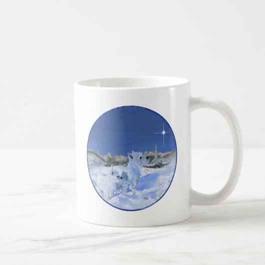 Westies im Schnee Kaffeetasse (Rechts)