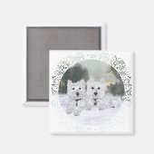 Westies in Wintertime Magnet (Vorderseite/Rückseite)