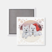 Westies in Wintertime Magnet (Vorderseite/Rückseite)