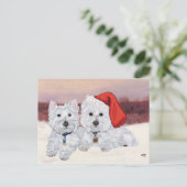 Westies in Wintertime Postkarte (Stehend Vorderseite)