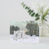Westies in Wintertime Postkarte (Stehend Vorderseite)