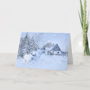 Westies lieben die Winterzeit Feiertagskarte
