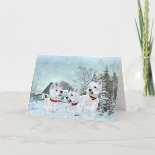 Westies lieben die Winterzeit Feiertagskarte
