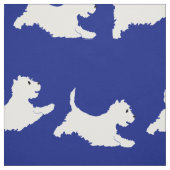 Westies Running on Blue Stoff (Muster)