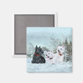 Westies & Scottie in Wintertime Magnet (Vorderseite/Rückseite)
