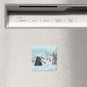 Westies & Scottie in Wintertime Magnet (In Situ (Geschirrspüler))