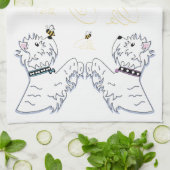 Westies und Bienen Küchentuch (Gefaltet)