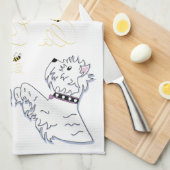 Westies und Bienen Küchentuch (Viertel Falte)