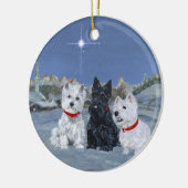 Westies und ein schottisches Weihnachtsfest Keramik Ornament (Links)