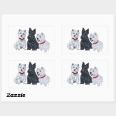 Westies und ein Scottie Together Rechteckiger Aufkleber (Blatt)