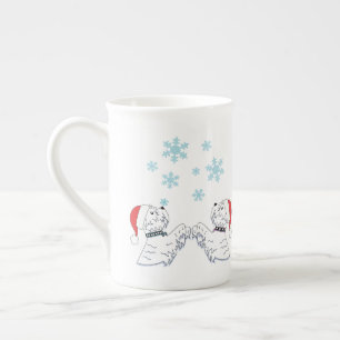 Westies und Schneeflocken Porzellantasse
