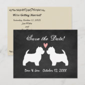 Westies Wedding Save the Date Ankündigungspostkarte (Vorne/Hinten)