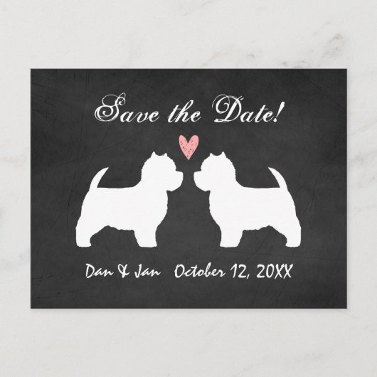 Westies Wedding Save the Date Ankündigungspostkarte (Vorderseite)