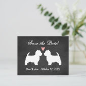 Westies Wedding Save the Date Ankündigungspostkarte (Stehend Vorderseite)