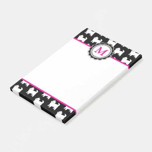 Westies Westhochland-Terrier-Muster mit Monogramm Post-it Klebezettel (angewinkelt)