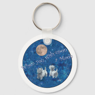 Westies wünschen auf dem Mond Schlüsselanhänger