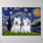 Westies (zwei) - Starry Night Poster (Vorne)