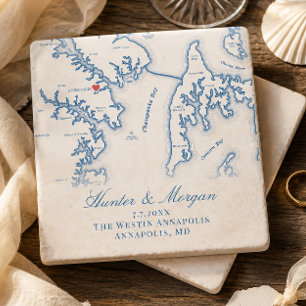 Westin Annapolis Hochzeit Annapolis MD Karte Anden Steinuntersetzer