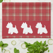 Westin auf rotem Tartan-Hintergrund Geschirrtuch (Gefaltet)