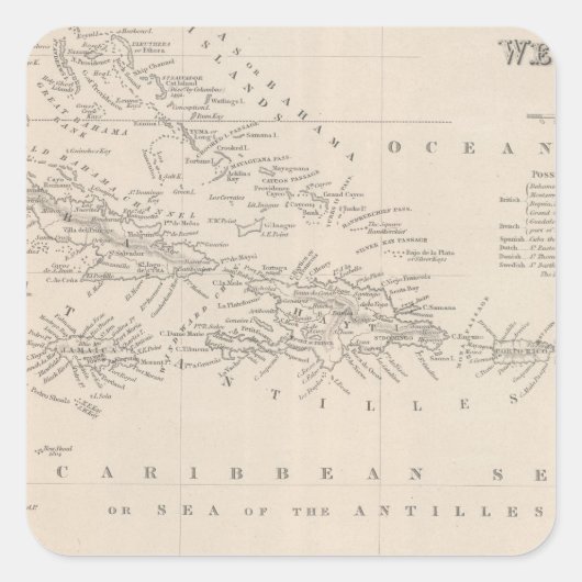 Westindien 11 quadratischer aufkleber (Vorderseite)