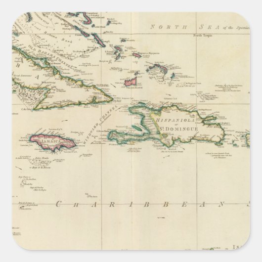 Westindische Inseln 2 Quadratischer Aufkleber (Vorderseite)