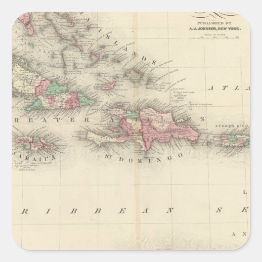 Westindische Inseln 3 Quadratischer Aufkleber (Vorderseite)