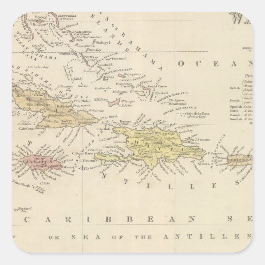 Westindische Inseln 4 Quadratischer Aufkleber (Vorderseite)