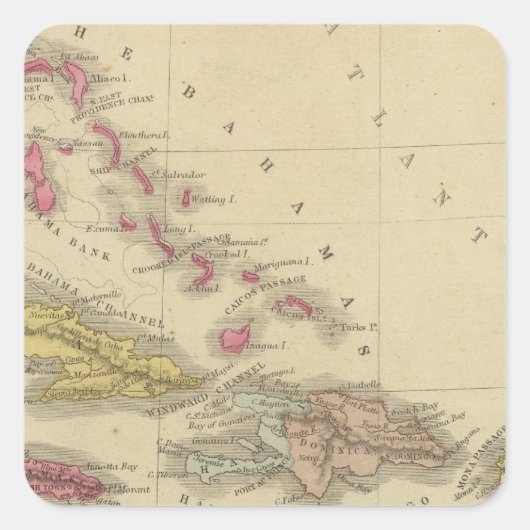 Westindische Inseln 5 Quadratischer Aufkleber (Vorderseite)