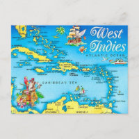 Westindische Inseln Karte Postkarte