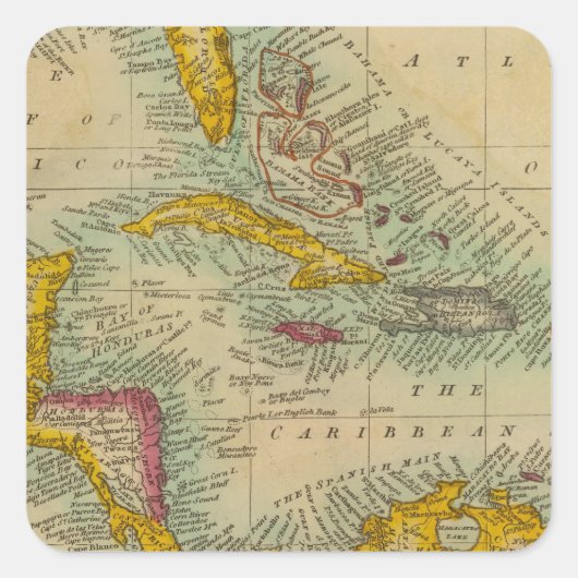 Westindische Inseln Quadratischer Aufkleber (Vorderseite)