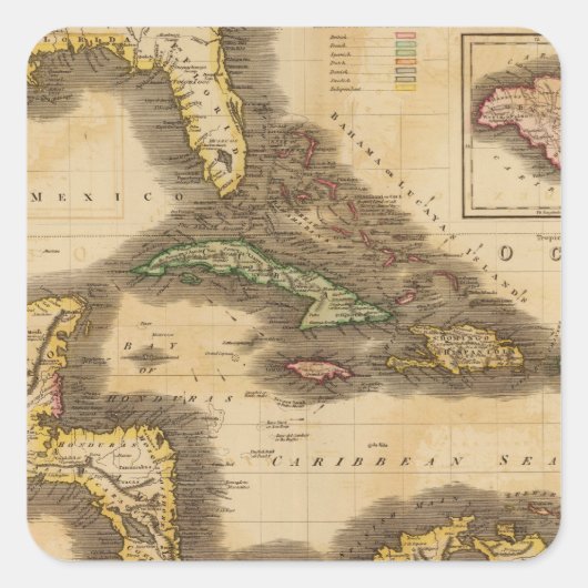 Westindische Inseln Quadratischer Aufkleber (Vorderseite)