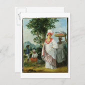 Westindische Kreolweibchen mit ihrem schwarzen Ser Postkarte (Vorne/Hinten)