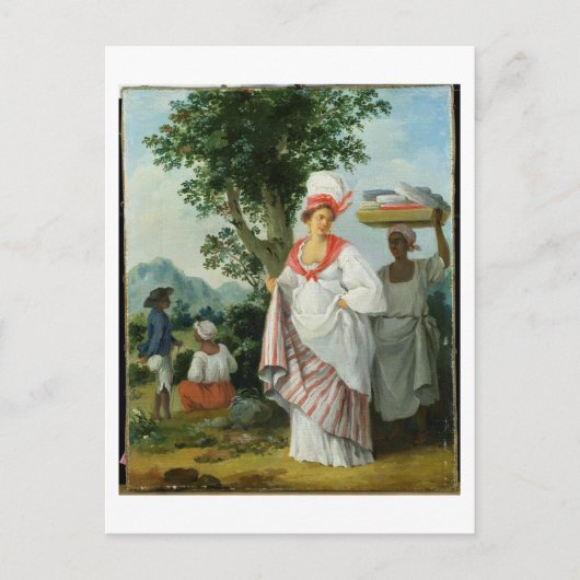 Westindische Kreolweibchen mit ihrem schwarzen Ser Postkarte (Vorderseite)