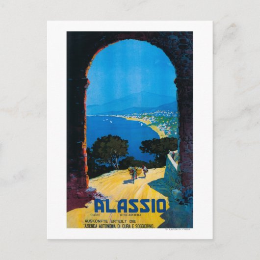 Westitalienische Riviera Reiseplakat Postkarte (Vorderseite)