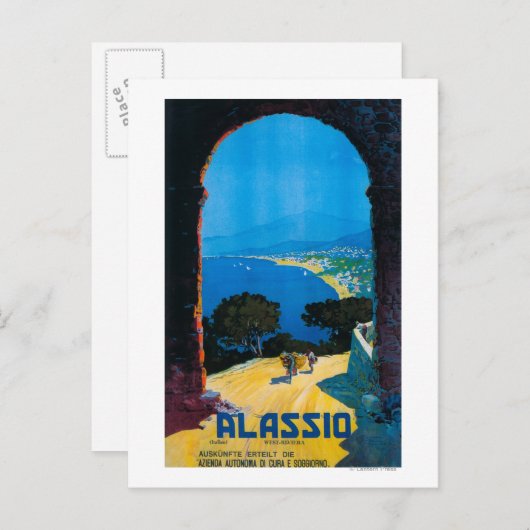 Westitalienische Riviera Reiseplakat Postkarte (Vorne/Hinten)