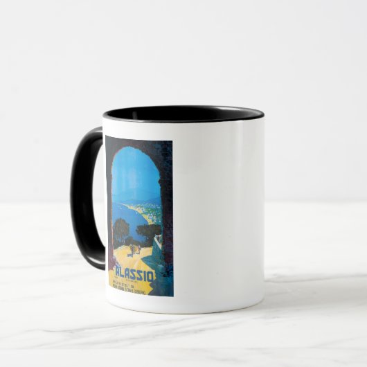 Westitalienische Riviera Reiseplakat Tasse (Vorderseite Links)