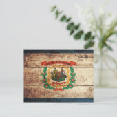 Westjordanland Staatsflagge auf altes Holzkörnchen Postkarte (Stehend Vorderseite)