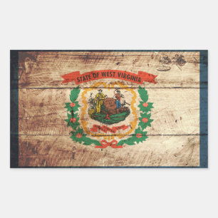 Westjordanland Staatsflagge auf altes Holzkörnchen Rechteckiger Aufkleber