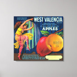 Westkiste LabelWatsonville, CA valencias Apple Leinwanddruck