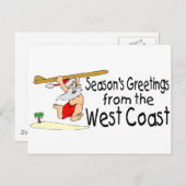 Westküste Grüße Surfing Santa Feiertagspostkarte (Vorne/Hinten)