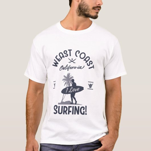 Westküste I Liebe Surfen T-Shirt (Vorderseite)