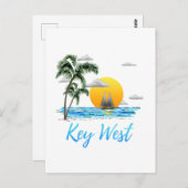 Westküste-Key-Segeln Sunset Postkarte (Vorne/Hinten)