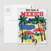 Westküste Mexikos farbenfrohe Grafik Postkarte (Vorne/Hinten)