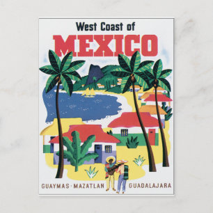 Westküste Mexikos farbenfrohe Grafik Postkarte